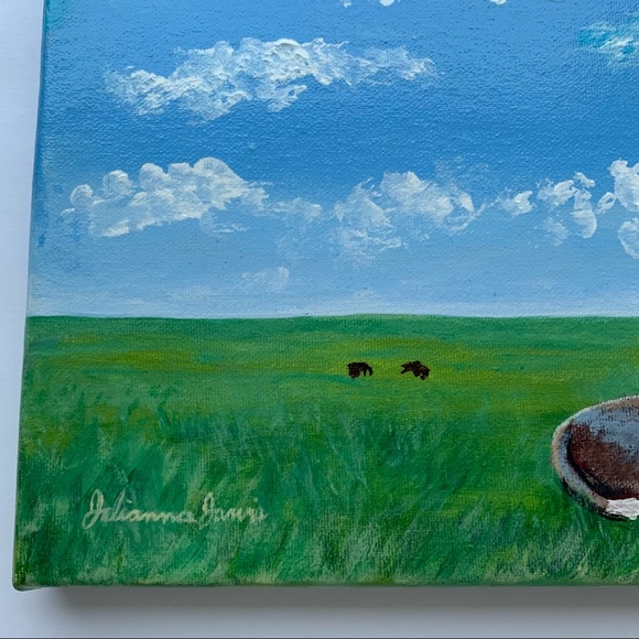 Original cows in pasture painting size 8”x10” handmade gloss varnished farm SOLD - Picture 6 of 10
